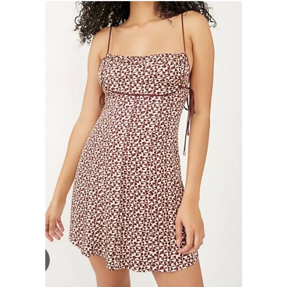 Free People Brown and White Mini Dress